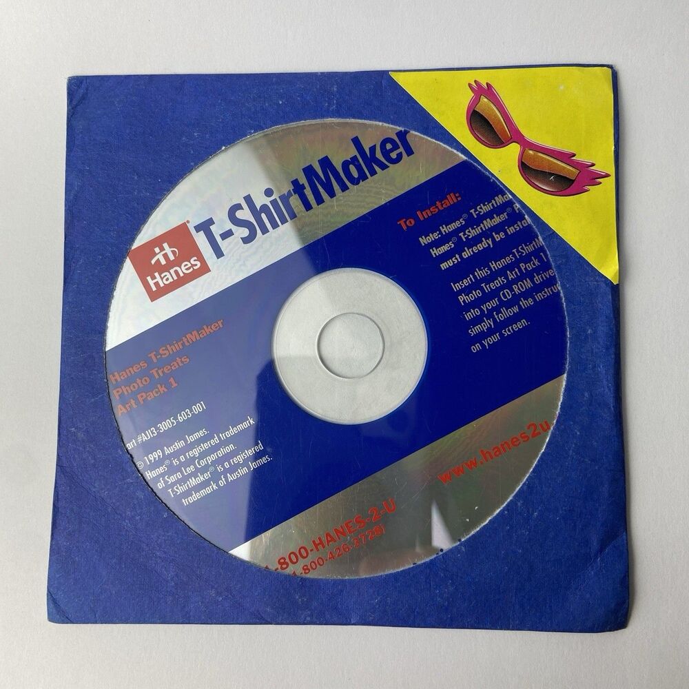 1999 Hanes T-Shirt Maker Disc CD Photos Treats Art Pack 1